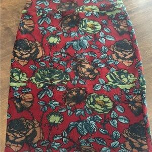 LuLaRoe Red Floral Pencil Skirt
